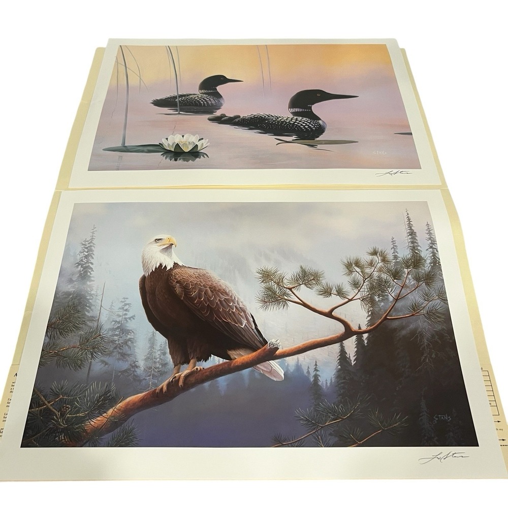 Leo Stans US Wildlife Heritage Collection Eagle Loon 2 Prints Artist 17.5 X 12.5